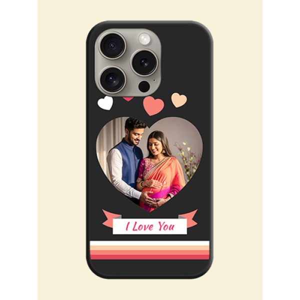 Love Shaped Photo with Colorful Stripes on Personalised Space Black Soft Matte Cases - iPhone 15 Pro Love Shaped Photo with Colorful Stripes on Personalised Space Black Soft Matte Cases - iPhone 15 Pro