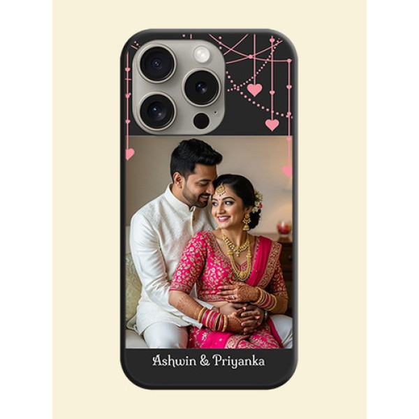 Pink Love Hangings with Text on Space Black Custom Soft Matte Back Cover - iPhone 15 Pro Pink Love Hangings with Text on Space Black Custom Soft Matte Back Cover - iPhone 15 Pro