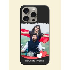 Pink Color Love Shaped Ribbon Design with Text on Space Black Custom Soft Matte Phone Back Cover - iPhone 15 Pro