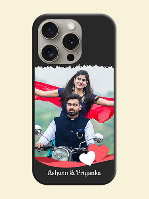 Pink Color Love Shaped Ribbon Design with Text on Space Black Custom Soft Matte Phone Back Cover - iPhone 15 Pro