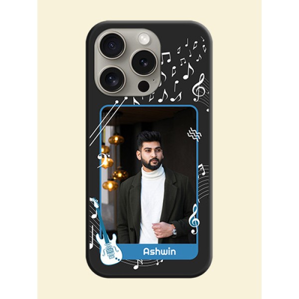 Musical Theme Design with Text - Photo on Space Black Soft Matte Mobile Case - iPhone 15 Pro Musical Theme Design with Text - Photo on Space Black Soft Matte Mobile Case - iPhone 15 Pro