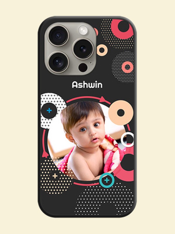 Multicoloured Round Image on Personalised Space Black Soft Matte Cases - iPhone 15 Pro