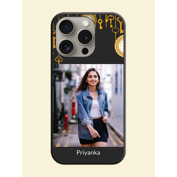 Decorative Design with Text on Space Black Custom Soft Matte Back Cover - iPhone 15 Pro Decorative Design with Text on Space Black Custom Soft Matte Back Cover - iPhone 15 Pro