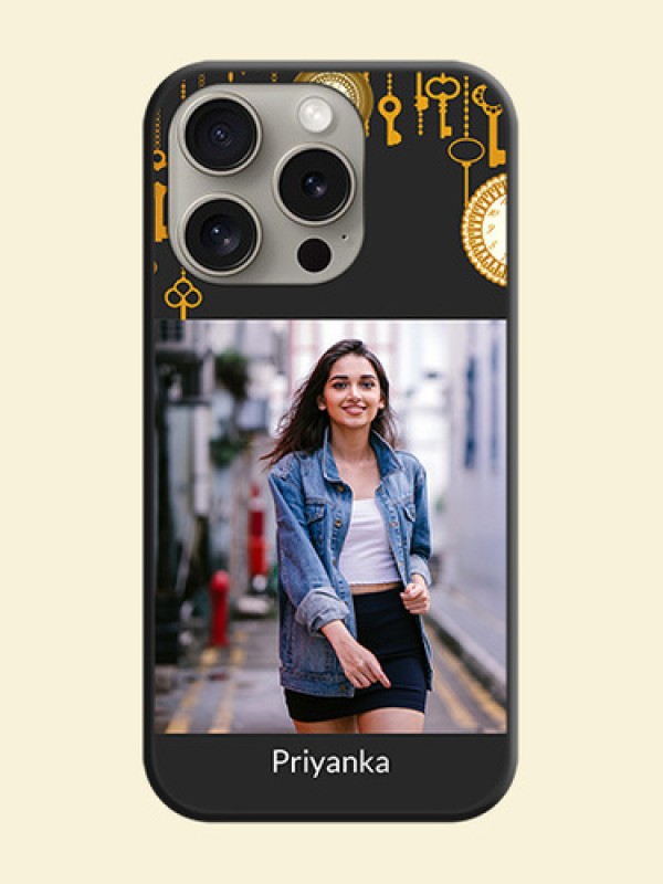 Decorative Design with Text on Space Black Custom Soft Matte Back Cover - iPhone 15 Pro