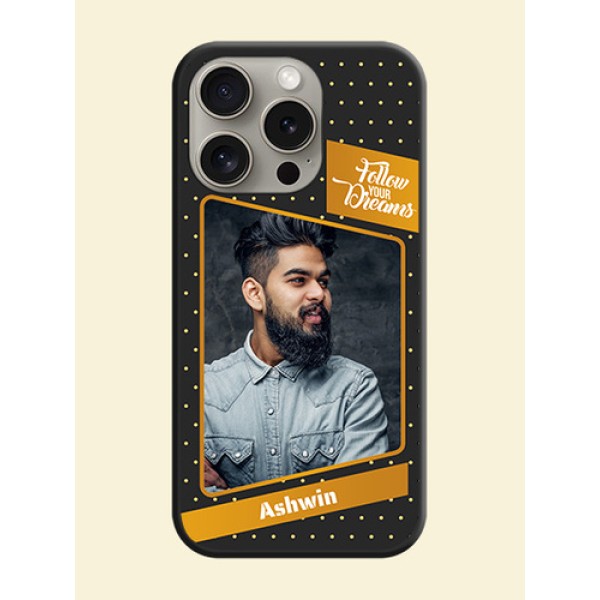 Follow Your Dreams with White Dots on Space Black Custom Soft Matte Phone Cases - iPhone 15 Pro Follow Your Dreams with White Dots on Space Black Custom Soft Matte Phone Cases - iPhone 15 Pro