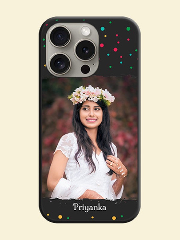 Multicolor Dotted Pattern with Text on Space Black Custom Soft Matte Phone Back Cover - iPhone 15 Pro