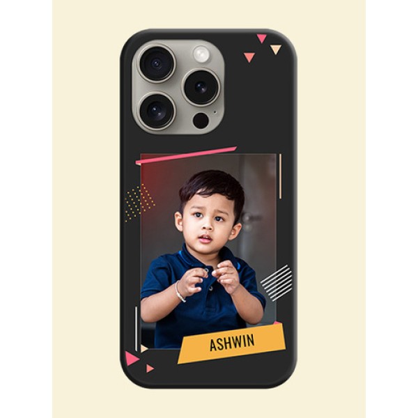 Photo Frame with Triangle Small Dots - Photo on Space Black Soft Matte Back Cover - iPhone 15 Pro Photo Frame with Triangle Small Dots - Photo on Space Black Soft Matte Back Cover - iPhone 15 Pro