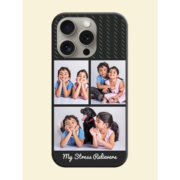 Cross Dotted Pattern with 2 Image Holder on Personalised Space Black Soft Matte Cases - iPhone 15 Pro Cross Dotted Pattern with 2 Image Holder on Personalised Space Black Soft Matte Cases - iPhone 15 Pro