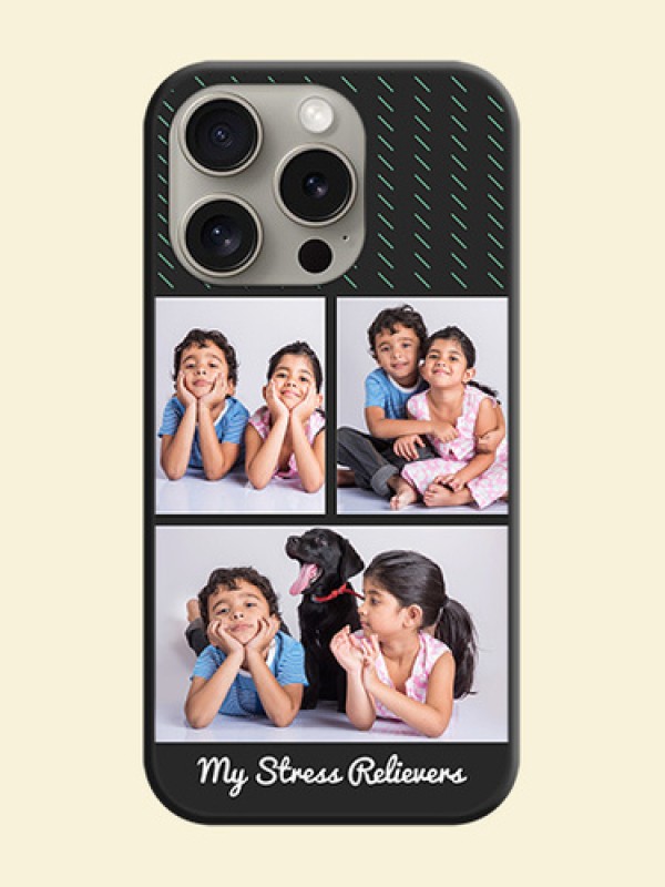 Cross Dotted Pattern with 2 Image Holder on Personalised Space Black Soft Matte Cases - iPhone 15 Pro