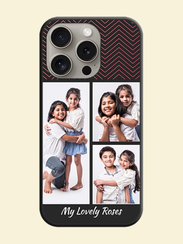 Wave Pattern with 3 Image Holder on Space Black Custom Soft Matte Back Cover - iPhone 15 Pro