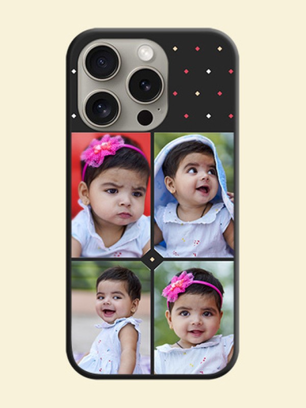 Multicolor Dotted Pattern with 4 Image Holder on Space Black Custom Soft Matte Phone Cases - iPhone 15 Pro