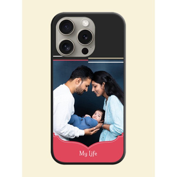 Classic Plain Design with Name - Photo on Space Black Soft Matte Phone Cover - iPhone 15 Pro