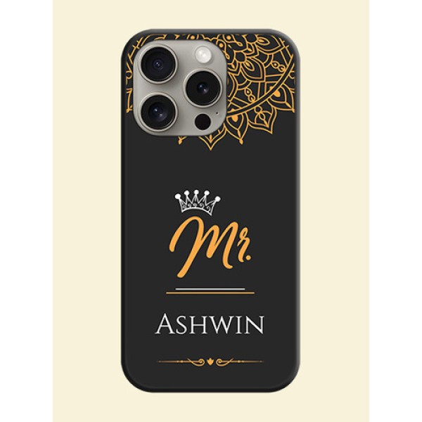 Mr Name with Floral Design on Personalised Space Black Soft Matte Cases - iPhone 15 Pro Mr Name with Floral Design on Personalised Space Black Soft Matte Cases - iPhone 15 Pro