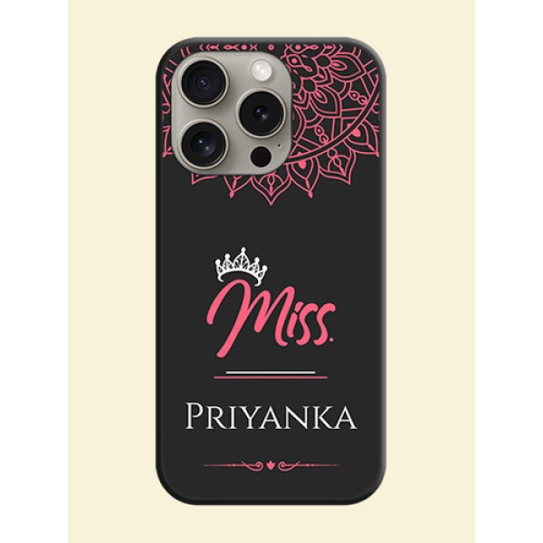 Mrs Name with Floral Design on Space Black Personalized Soft Matte Phone Covers - iPhone 15 Pro Mrs Name with Floral Design on Space Black Personalized Soft Matte Phone Covers - iPhone 15 Pro