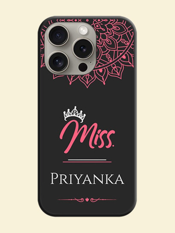 Mrs Name with Floral Design on Space Black Personalized Soft Matte Phone Covers - iPhone 15 Pro