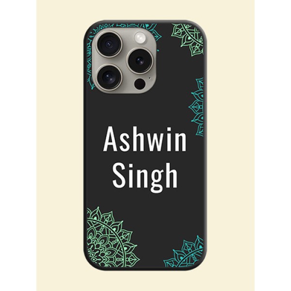 Your Name with Floral Design on Space Black Custom Soft Matte Back Cover - iPhone 15 Pro Your Name with Floral Design on Space Black Custom Soft Matte Back Cover - iPhone 15 Pro