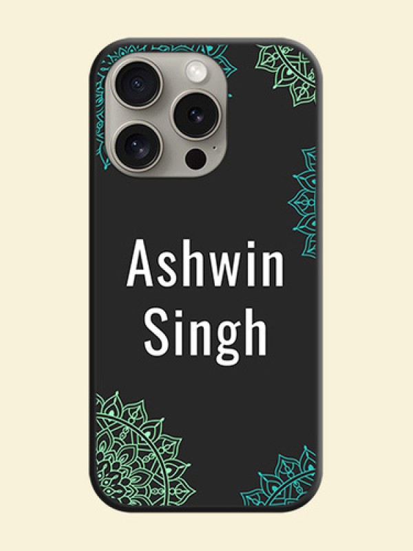 Your Name with Floral Design on Space Black Custom Soft Matte Back Cover - iPhone 15 Pro