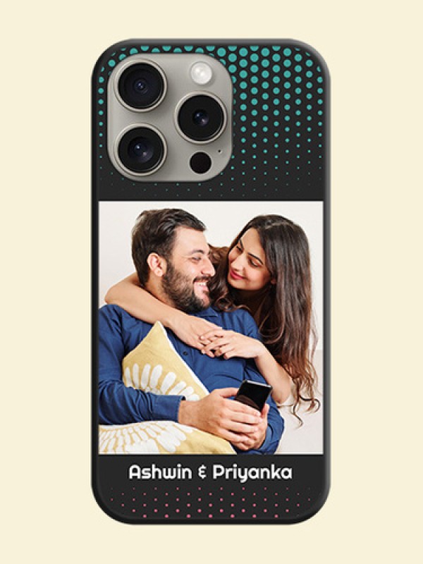 Faded Dots with Grunge Photo Frame and Text on Space Black Custom Soft Matte Phone Cases - iPhone 15 Pro
