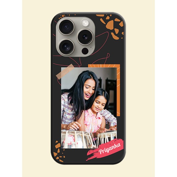 Orange Photo Frame on Space Black Custom Soft Matte Phone Back Cover - iPhone 15 Pro Orange Photo Frame on Space Black Custom Soft Matte Phone Back Cover - iPhone 15 Pro