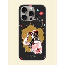 Mordern Lady With Color Splash Background With Custom Text On Space Black Personalized Soft Matte Phone Covers - iPhone 15 Pro