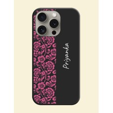 Pink Floral Pattern Design With Custom Text On Space Black Personalized Soft Matte Phone Covers - iPhone 15 Pro