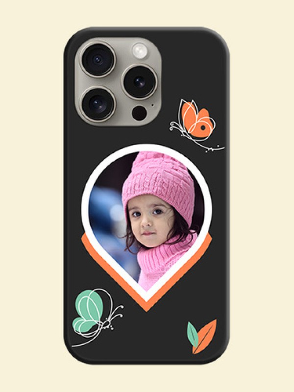 Upload Pic With Simple Butterly Design On Space Black Personalized Soft Matte Phone Covers - iPhone 15 Pro