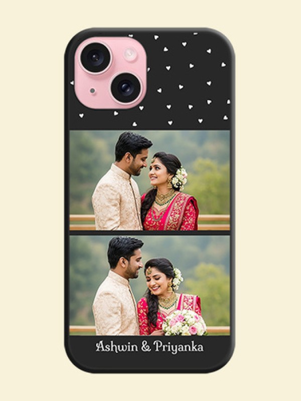 Miniature Love Symbols with Name on Space Black Custom Soft Matte Back Cover - iPhone 15