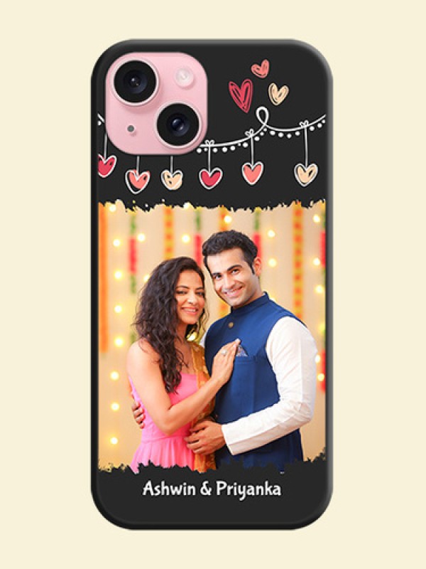 Miniature Love Symbols with Name on Space Black Custom Soft Matte Back Cover - iPhone 15