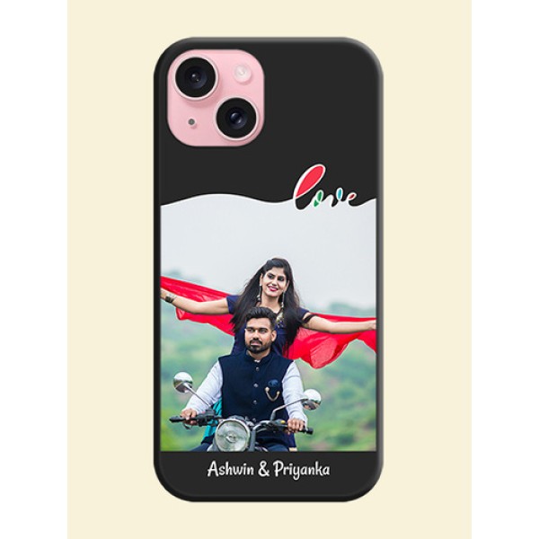 Fall in Love Pattern with Picture - Photo on Space Black Soft Matte Mobile Case - iPhone 15 Fall in Love Pattern with Picture - Photo on Space Black Soft Matte Mobile Case - iPhone 15