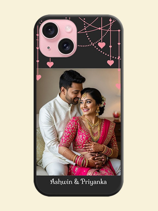 Pink Love Hangings with Text on Space Black Custom Soft Matte Back Cover - iPhone 15