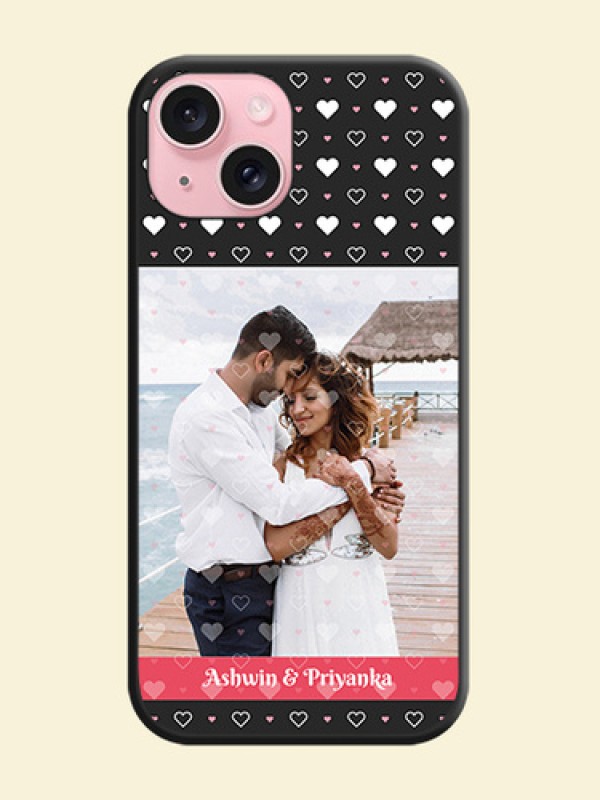 White Color Love Symbols with Text Design - Photo on Space Black Soft Matte Phone Cover - iPhone 15