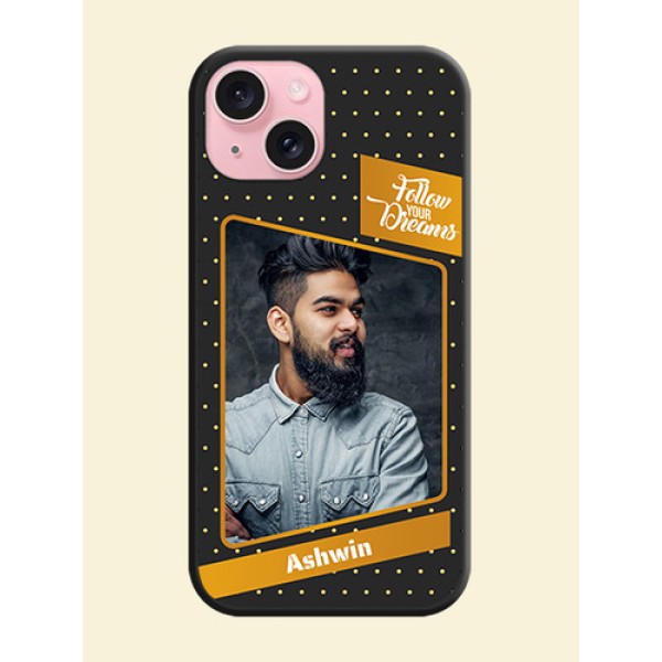 Follow Your Dreams with White Dots on Space Black Custom Soft Matte Phone Cases - iPhone 15 Follow Your Dreams with White Dots on Space Black Custom Soft Matte Phone Cases - iPhone 15
