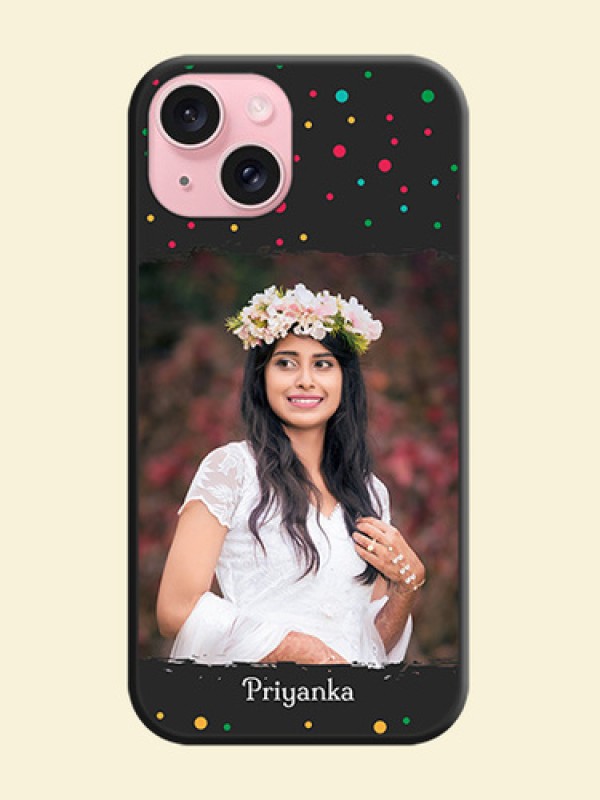Multicolor Dotted Pattern with Text on Space Black Custom Soft Matte Phone Back Cover - iPhone 15