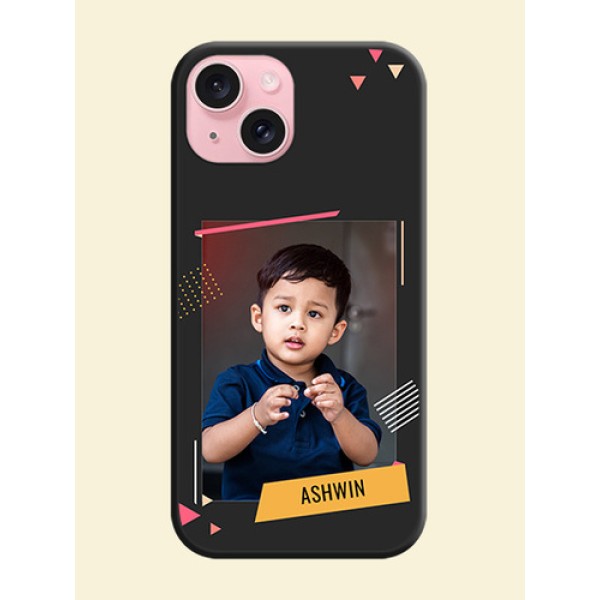 Photo Frame with Triangle Small Dots - Photo on Space Black Soft Matte Back Cover - iPhone 15 Photo Frame with Triangle Small Dots - Photo on Space Black Soft Matte Back Cover - iPhone 15