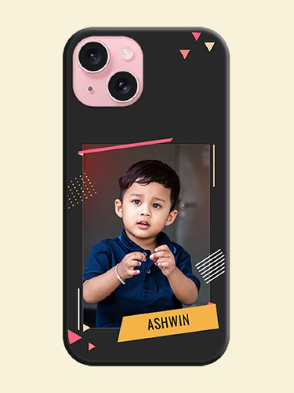 Photo Frame with Triangle Small Dots - Photo on Space Black Soft Matte Back Cover - iPhone 15