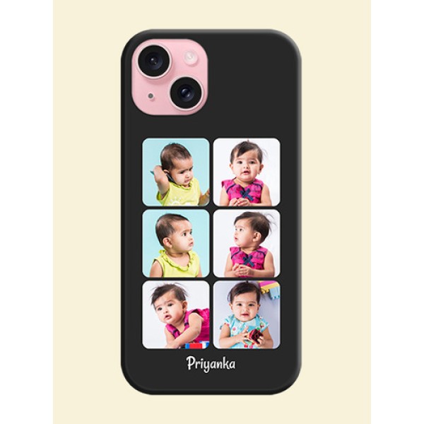 Floral Art with 6 Image Holder - Photo on Space Black Soft Matte Mobile Case - iPhone 15 Floral Art with 6 Image Holder - Photo on Space Black Soft Matte Mobile Case - iPhone 15
