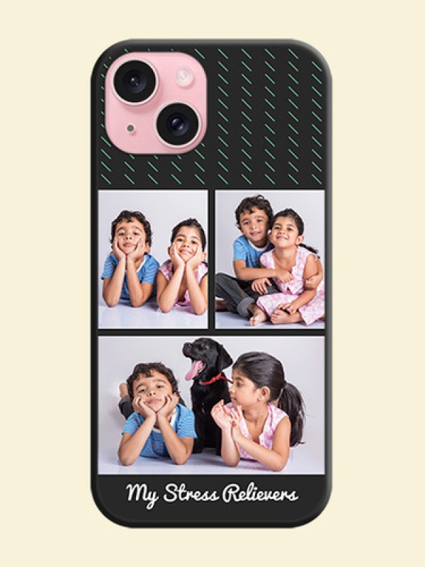Cross Dotted Pattern with 2 Image Holder on Personalised Space Black Soft Matte Cases - iPhone 15