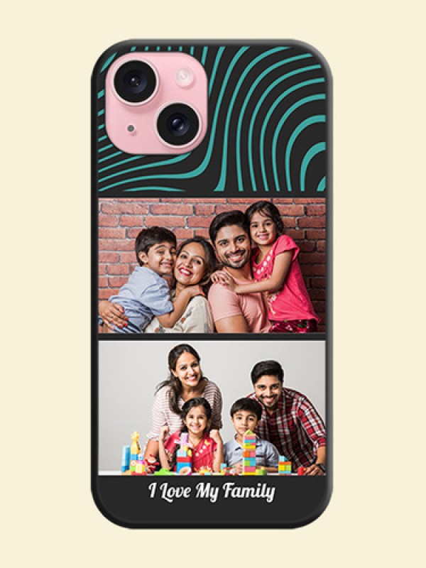 Wave Pattern with 2 Image Holder on Space Black Personalized Soft Matte Phone Covers - iPhone 15