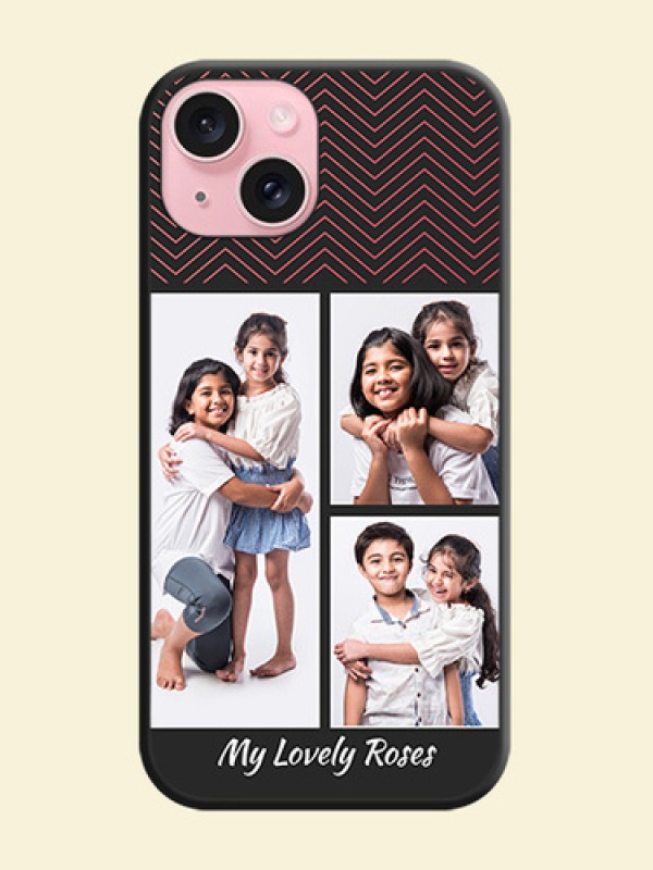 Wave Pattern with 3 Image Holder on Space Black Custom Soft Matte Back Cover - iPhone 15