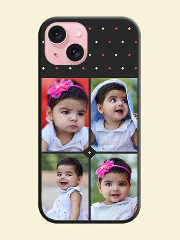 Multicolor Dotted Pattern with 4 Image Holder on Space Black Custom Soft Matte Phone Cases - iPhone 15