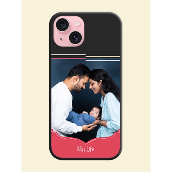 Classic Plain Design with Name - Photo on Space Black Soft Matte Phone Cover - iPhone 15