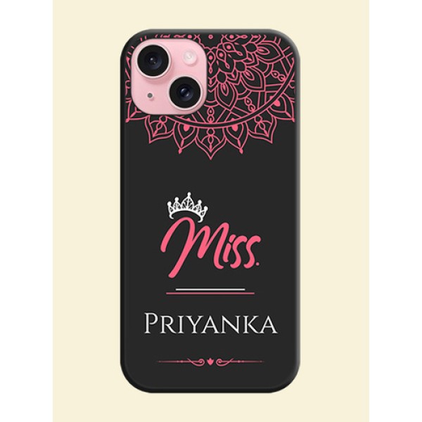 Mrs Name with Floral Design on Space Black Personalized Soft Matte Phone Covers - iPhone 15 Mrs Name with Floral Design on Space Black Personalized Soft Matte Phone Covers - iPhone 15