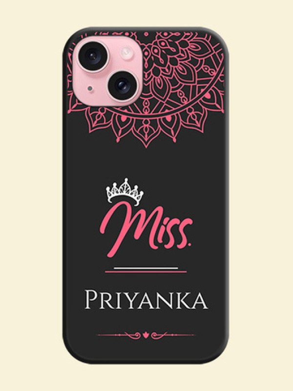 Mrs Name with Floral Design on Space Black Personalized Soft Matte Phone Covers - iPhone 15