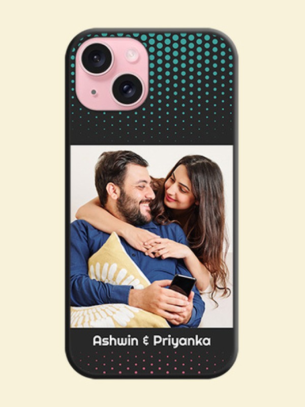 Faded Dots with Grunge Photo Frame and Text on Space Black Custom Soft Matte Phone Cases - iPhone 15