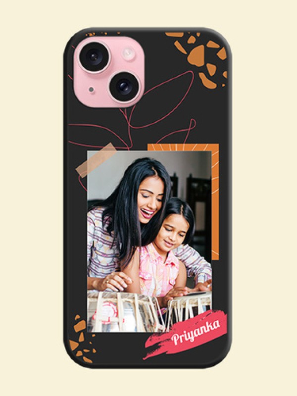 Orange Photo Frame on Space Black Custom Soft Matte Phone Back Cover - iPhone 15