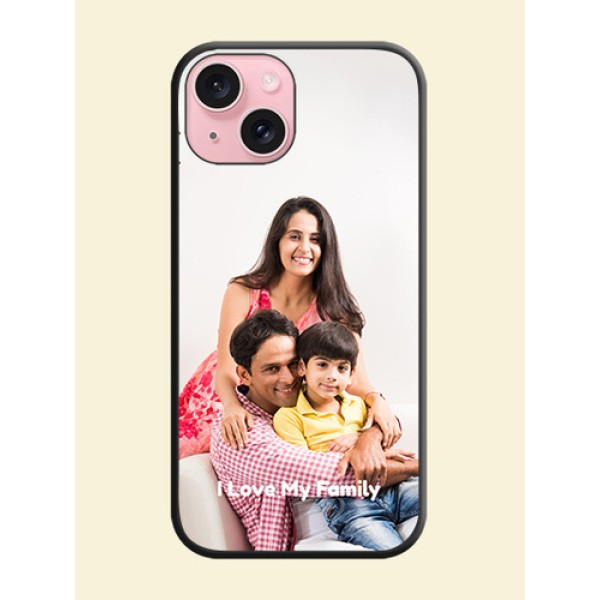 Full Single Pic Upload With Text On Space Black Personalized Soft Matte Phone Covers - iPhone 15 Full Single Pic Upload With Text On Space Black Personalized Soft Matte Phone Covers - iPhone 15
