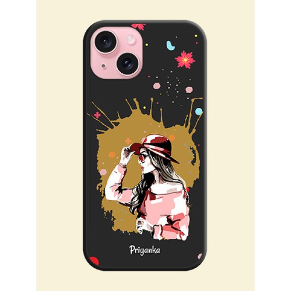 Mordern Lady With Color Splash Background With Custom Text On Space Black Personalized Soft Matte Phone Covers - iPhone 15