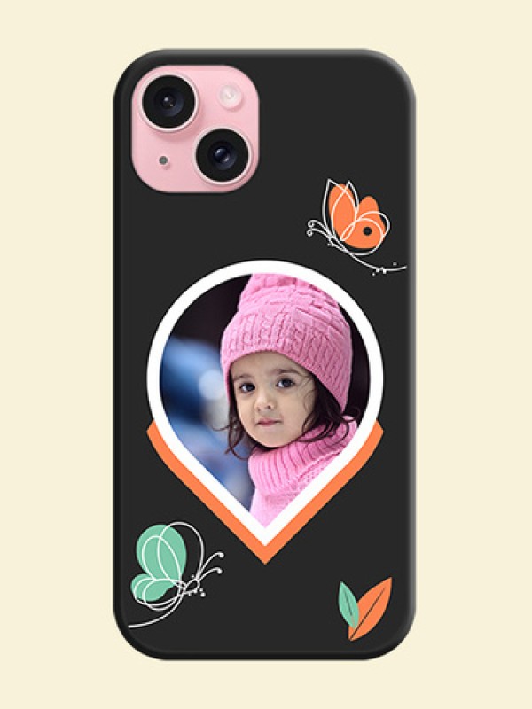 Upload Pic With Simple Butterly Design On Space Black Personalized Soft Matte Phone Covers - iPhone 15