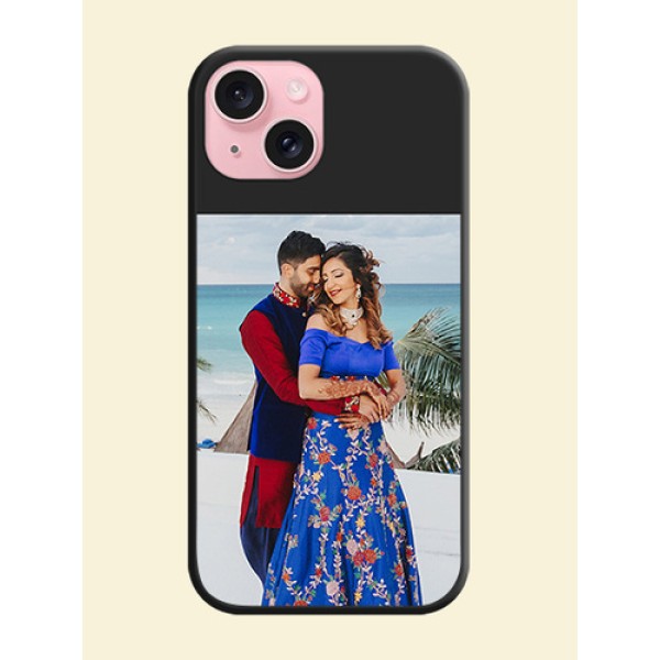 Image Upload With Space Black Color On Custom Soft Matte Mobile Back Cover - iPhone 15 Image Upload With Space Black Color On Custom Soft Matte Mobile Back Cover - iPhone 15
