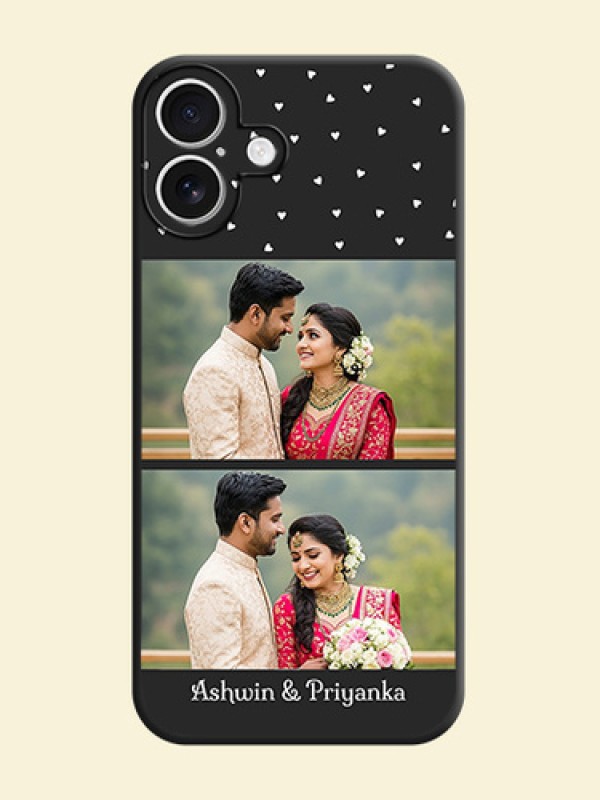 Miniature Love Symbols with Name On Space Black Custom Soft Matte Mobile Back Cover - iPhone 16 Plus